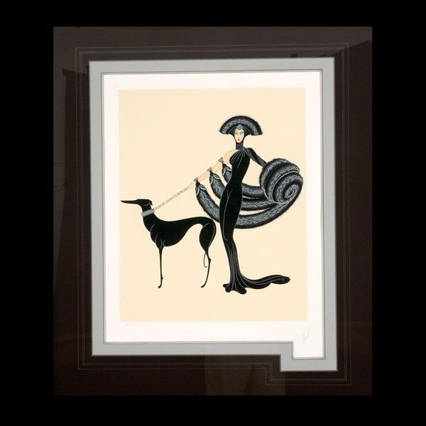 Erte "Symphony in Black" Serigraph: ROMAIN DE TIRTOFF ERTE (Russian Federation 1892-1990) "Symphony in Black" Serigraph on Arches 88 paper. Image: 21.5 x 17.25 inches/ 54.6 x 43.8 centimeters. Signed lower right "Erte" Numbered lower le