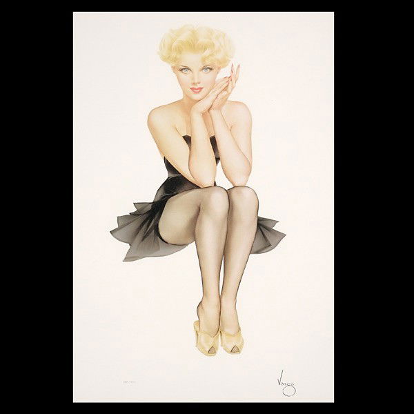 ALBERTO VARGAS "Varga Girl" Lithograph: ALBERTO VARGAS (American 1896-1983) "Varga Girl" Lithograph on paper. Image: 23 x 12.25 inches/ 58.4 x 31.1 centimeters. Signed lower right "Varga" Numbered in pencil lower left "184/450" Frame: 42.75