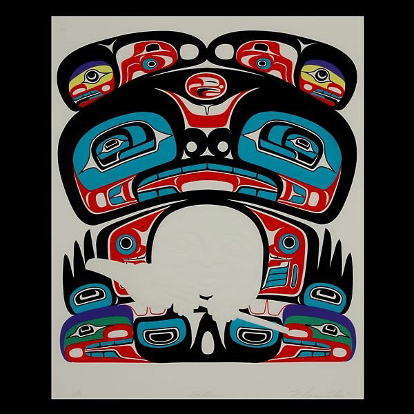 MARVIN OLIVER, Sea Bear, Serigraph: MARVIN OLIVER (American b.1946) "Sea Bear, 1994" Serigraph and embossment on paper. Sheet: 27 x 21 inches/ 68.6 x 50.8 centimeters. Signed and dated lower right "Marvin Oliver, 94" Titled lower center