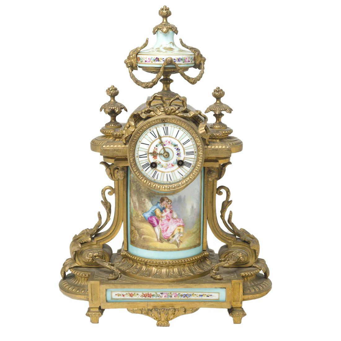 Louis XVI Style Beaux Arts Gilt Metal Mantel Clock (1 of 3)