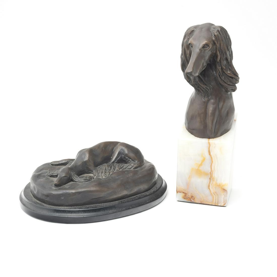 Two Modern American Sculptures, Saluki Hound Dogs (1 of 4)