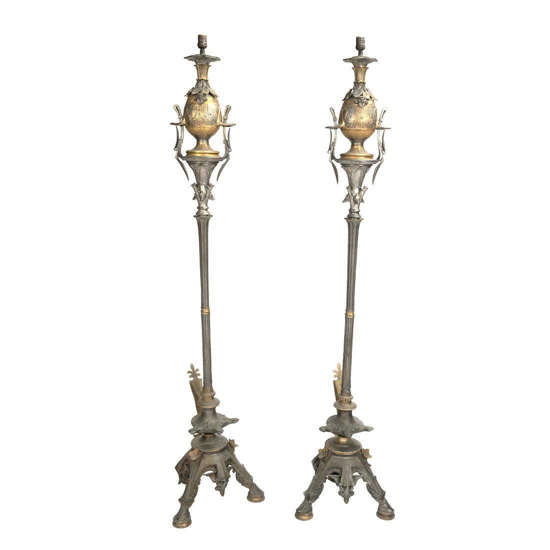 Pair of Etruscan Revival Floor Lamps Attr. to Caldwell (1 of 3)