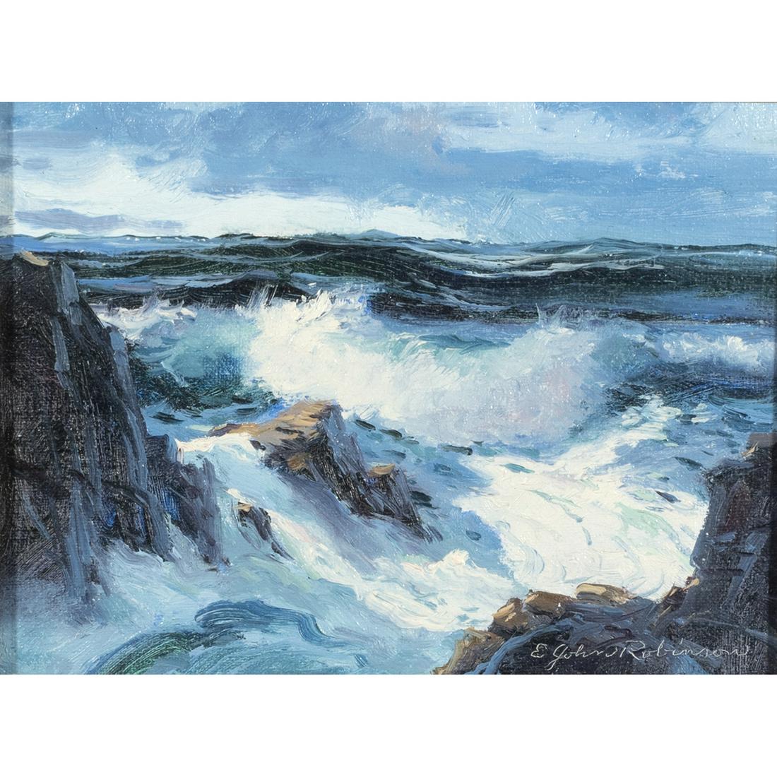 E. John Robinson, Mendo Surf, Oil on Board, Framed (1 of 4)