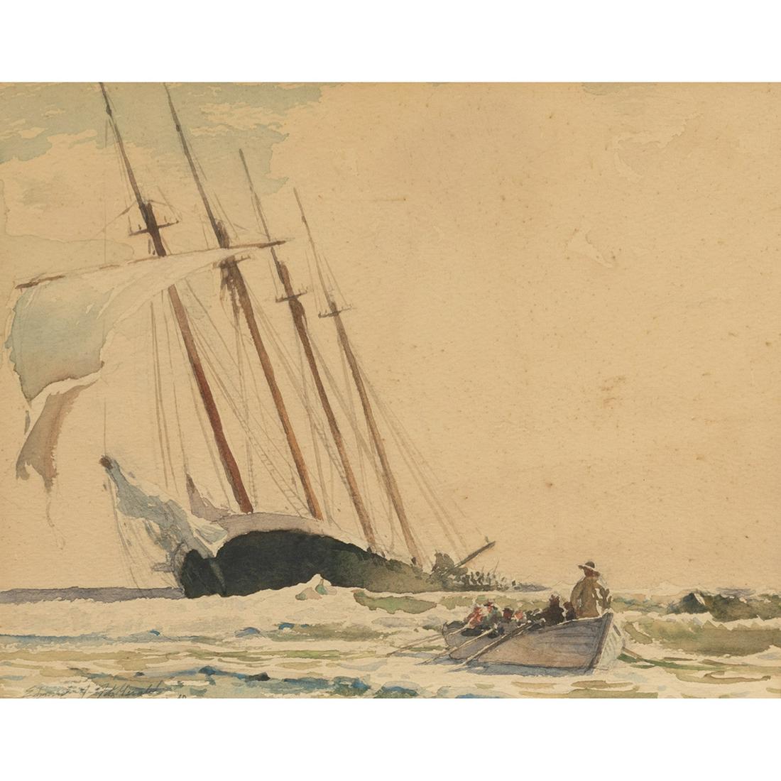 Edmund James Fitzgerald, Seascape, watercolor (1 of 3)