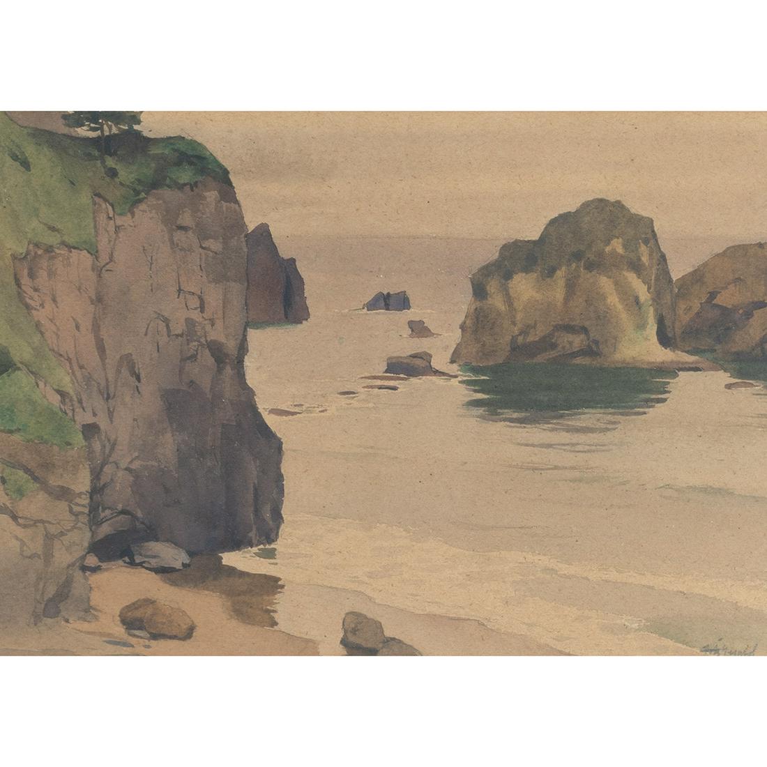 Attri. to Edmund J. Fitzgerald, Seascape, watercolor (1 of 3)