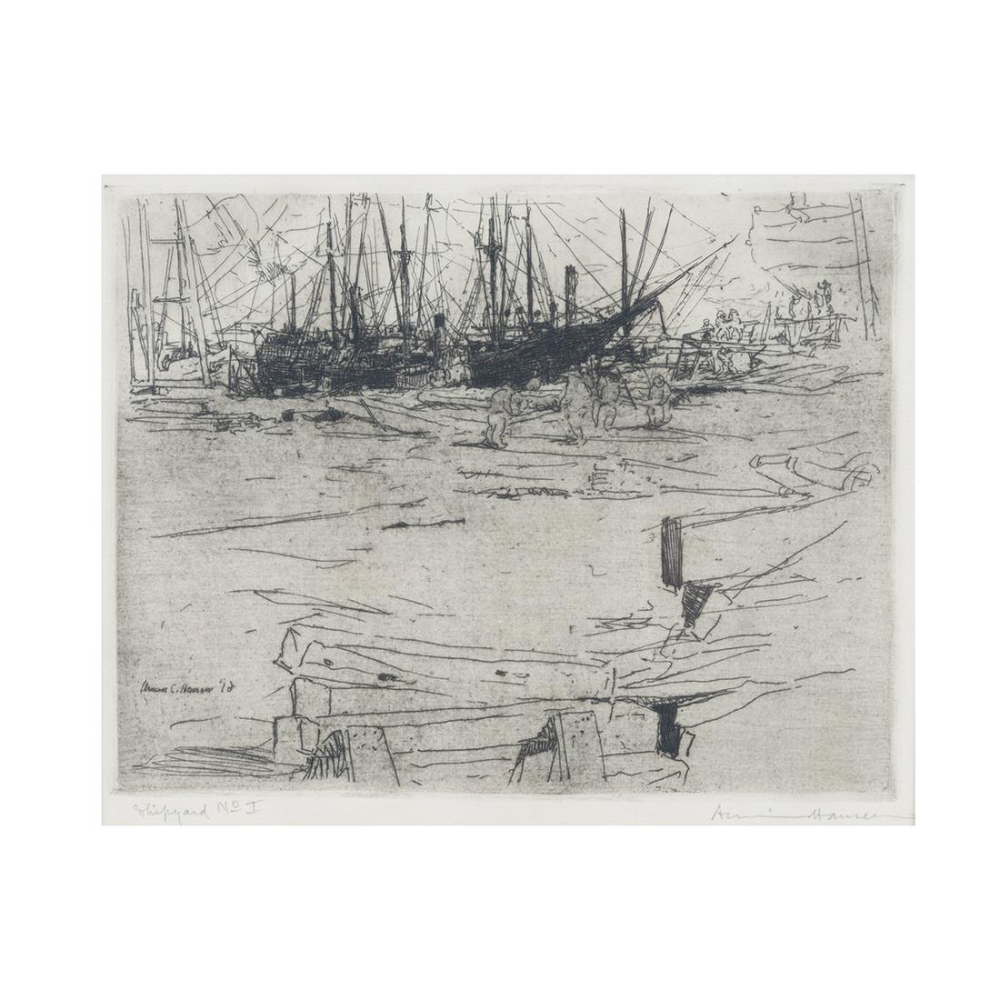 Armin Carl Hansen, Shipyard No. I, etching (1 of 4)