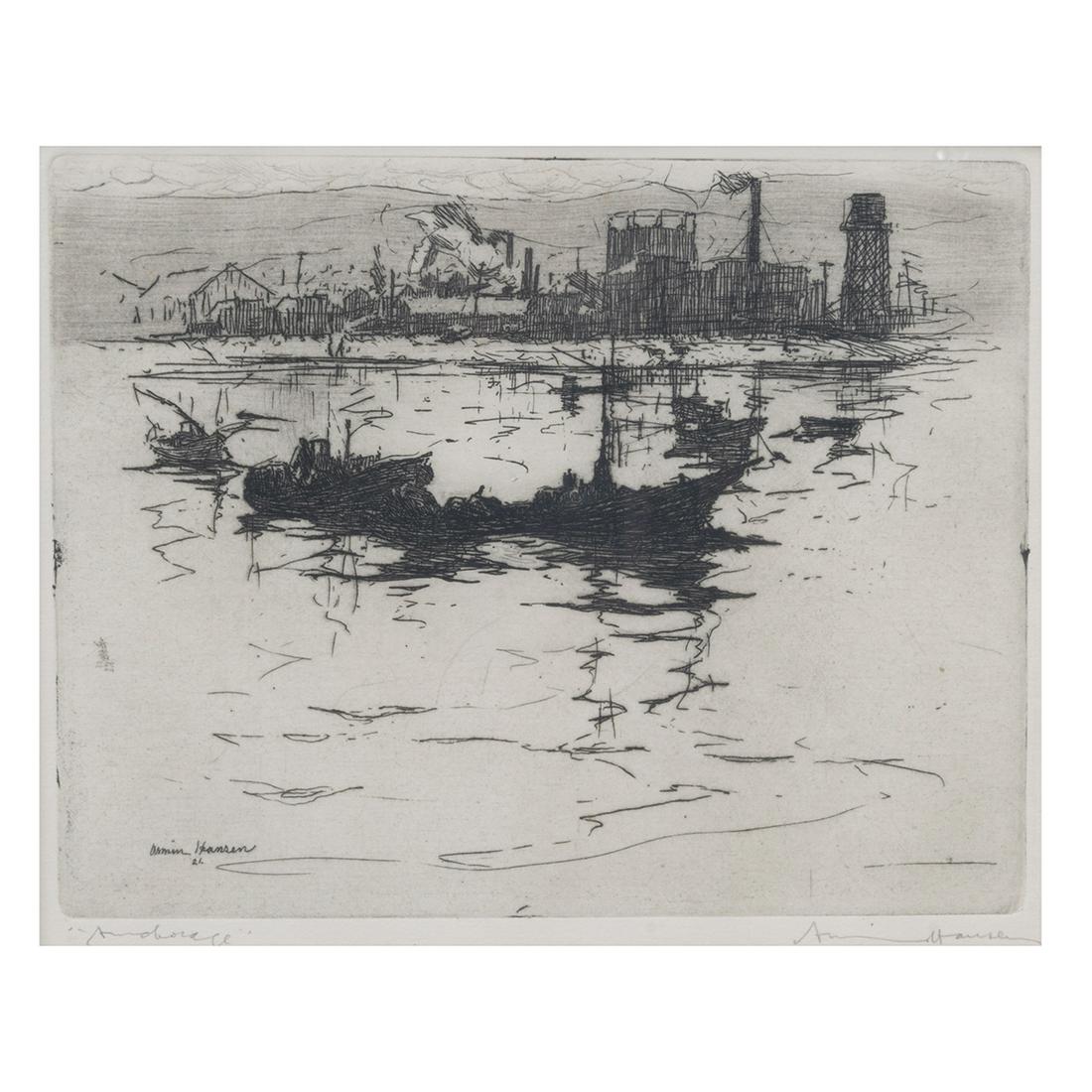 Armin Carl Hansen, Anchorage, etching (1 of 4)