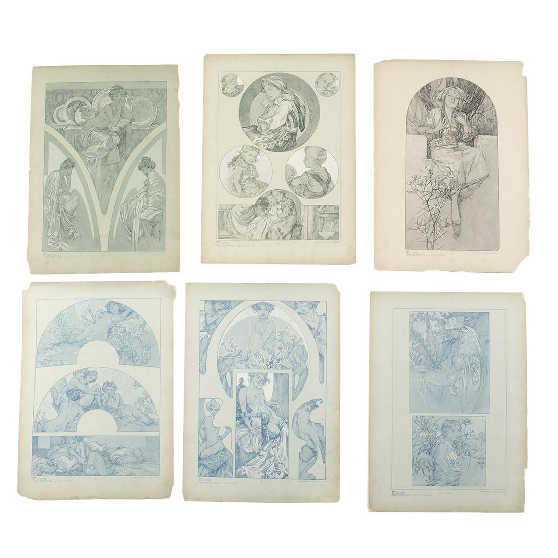 Alphonse Mucha, Figures Decoratives, lithographs (1 of 6)