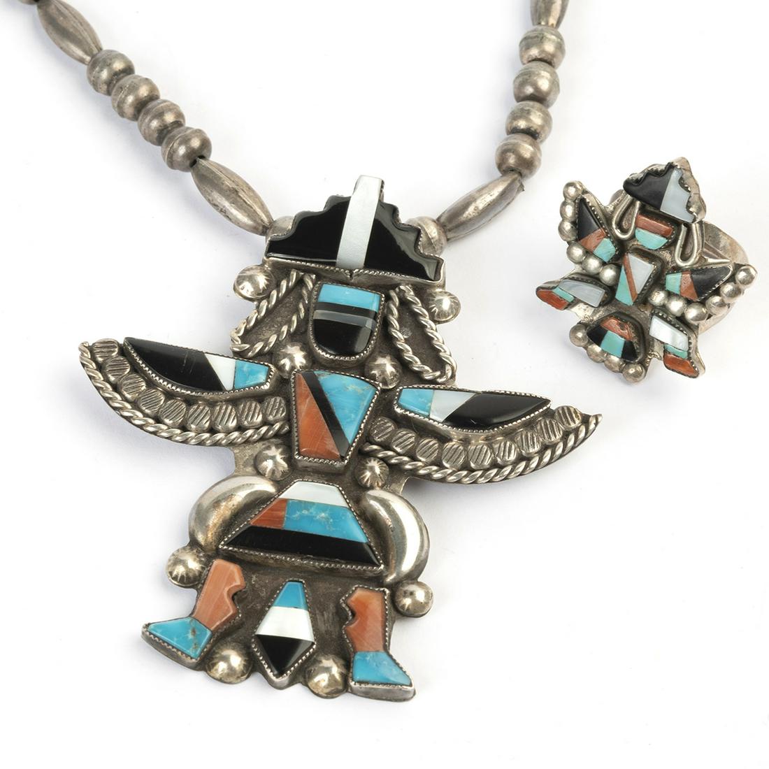 Native American Zuni Multi-Stone, Silver Jewelry Suite. (1 of 4)
