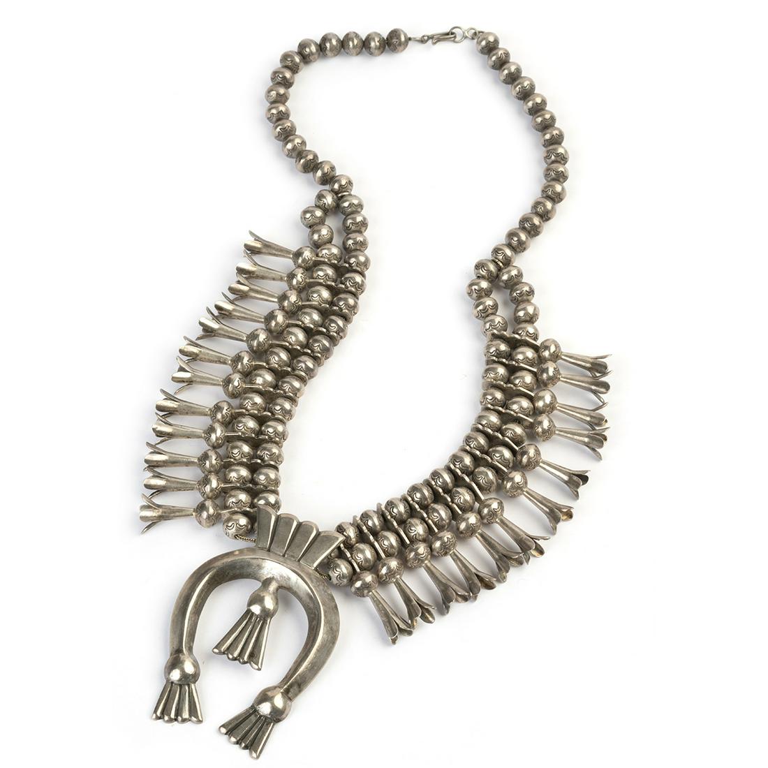 Native American Silver Squash Blossom Necklace. (1 of 3)