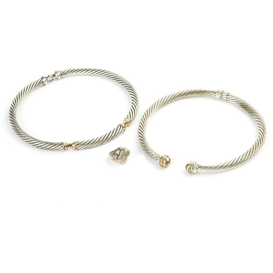 David Yurman Sterling Silver, 14k Gold Jewelry Suite. (1 of 5)