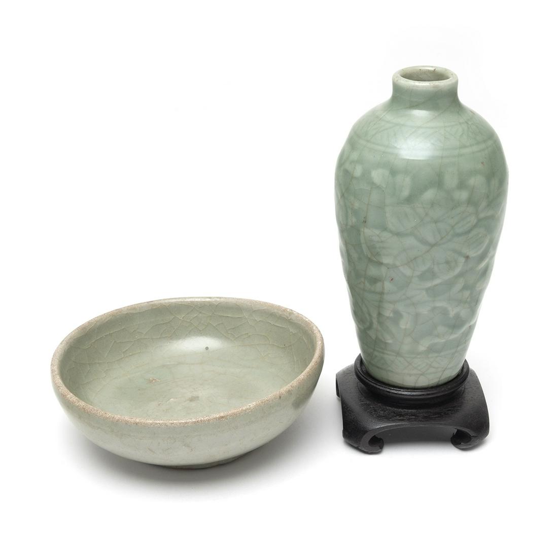 Two Chinese Longquan Celadon Porcelain Vessels (1 of 3)