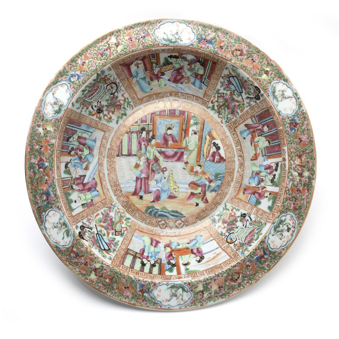 Large Canton Rose Famille Rose Porcelain Export Basin (1 of 4)