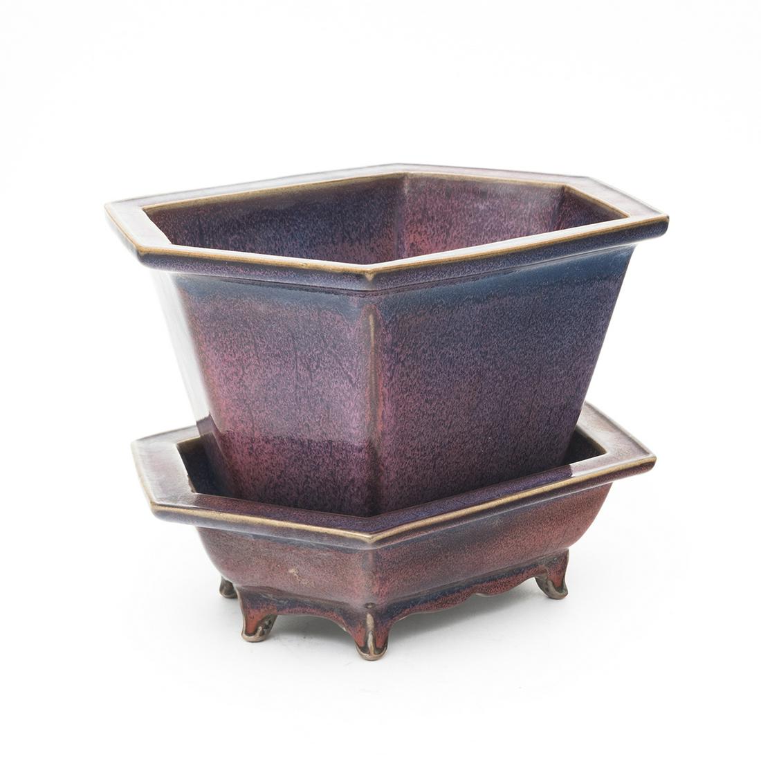Chinese Jun Hexagonal Planter With Stand (1 of 4)