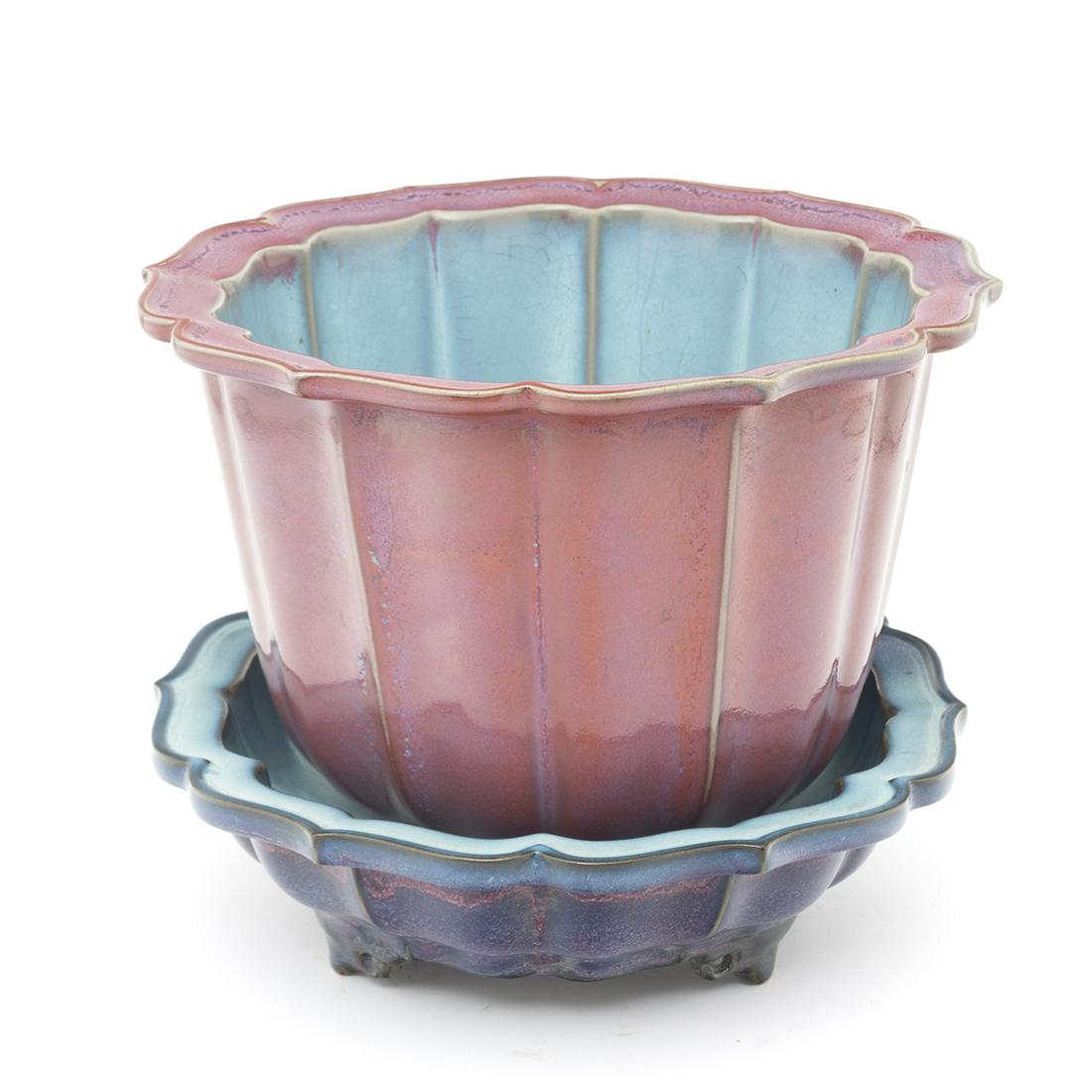 Chinese Jun Lobed Planter With Stand (1 of 3)