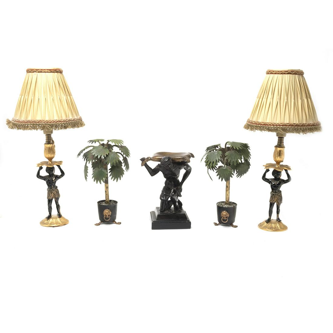 Five Bronze and Tole Table Articles (1 of 1)