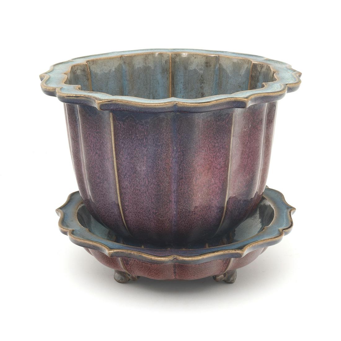 Chinese Jun Lobed Planter with Stand (1 of 3)