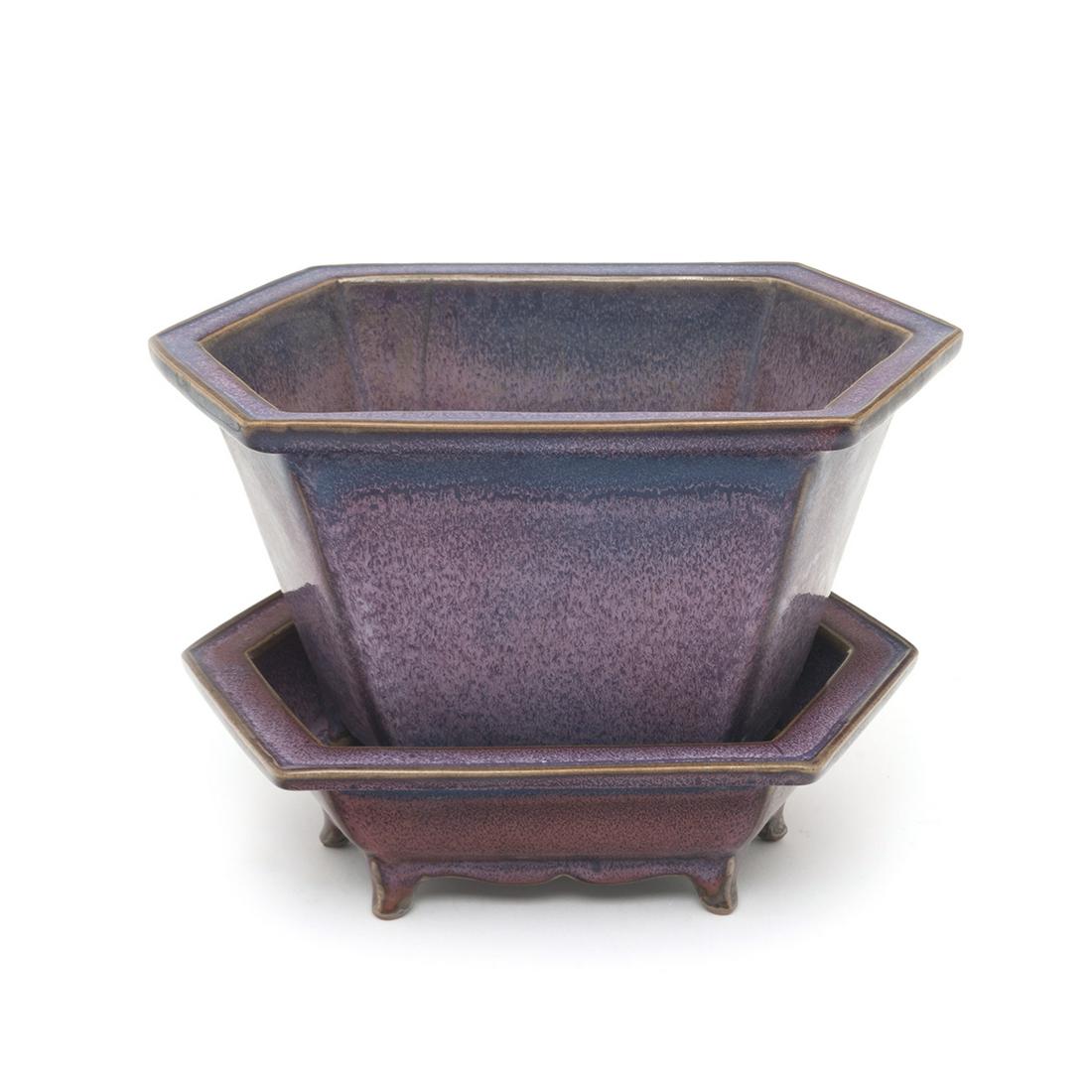 Chinese Jun Hexagonal Planter with Stand (1 of 3)