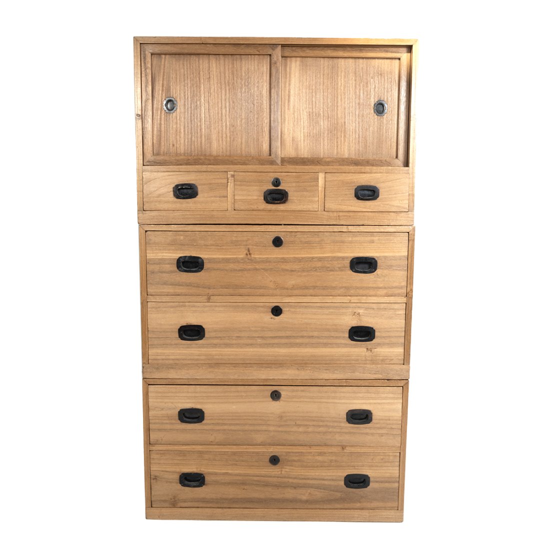 Three Section Japanese Tansu Cabinet. (1 of 3)