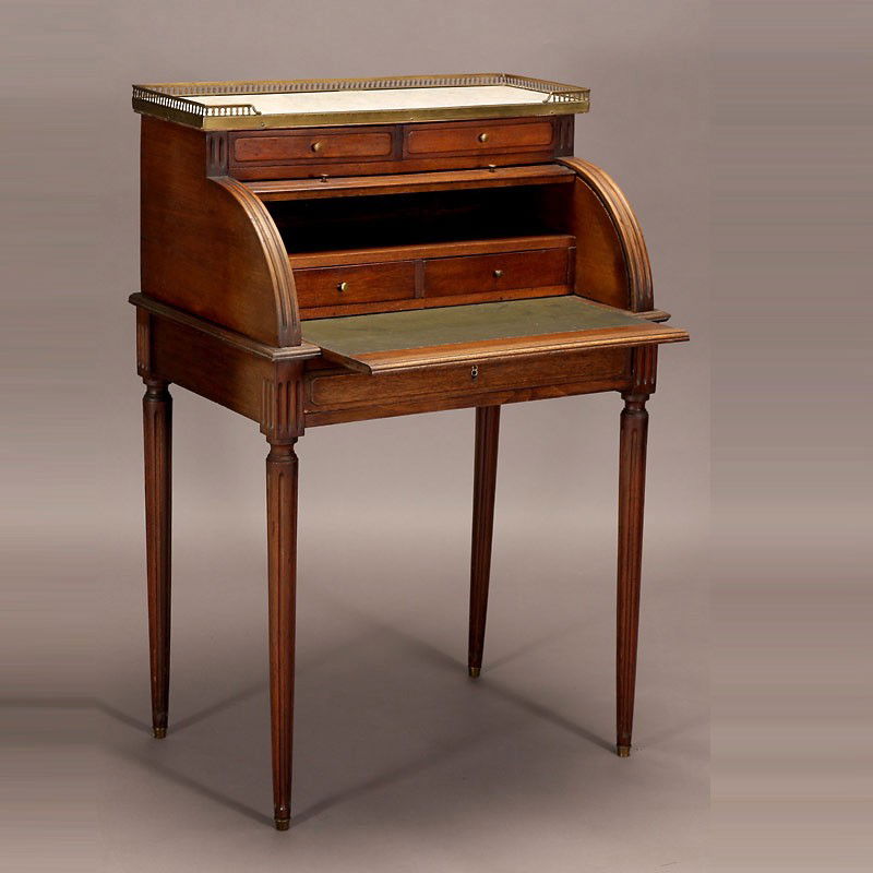 French Style Roll Top Desk with Marble Top: French Style Roll Top Desk with Marble Top {Dimensions 41 1/2 x 27 1/2 x 19 inches}