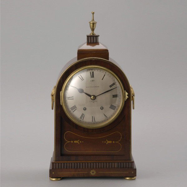 Mappin & Webb Inlaid Wood Mantle Clock: Mappin & Webb Inlaid Wood Mantle Clock {Height 17 1/2 inches}