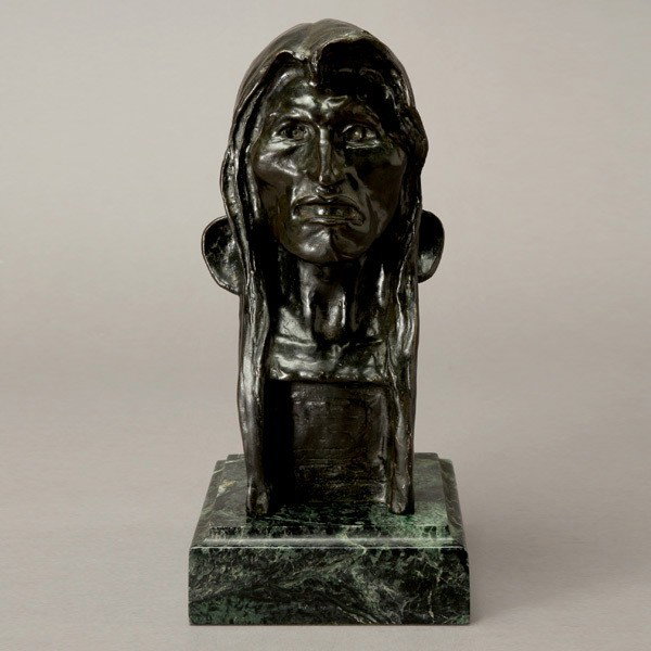 After FREDERIC REMINGTON "The Savage" Bronze : After FREDERIC REMINGTON (American 1861-1909) "The Savage, 1908" Bronze bust. 11 x 6 x 5.50 inches/ 28 x 15.2 x 14 centimeters. Signed, dated and numbered on back "Frederic Remington, 1908, Roman Bron