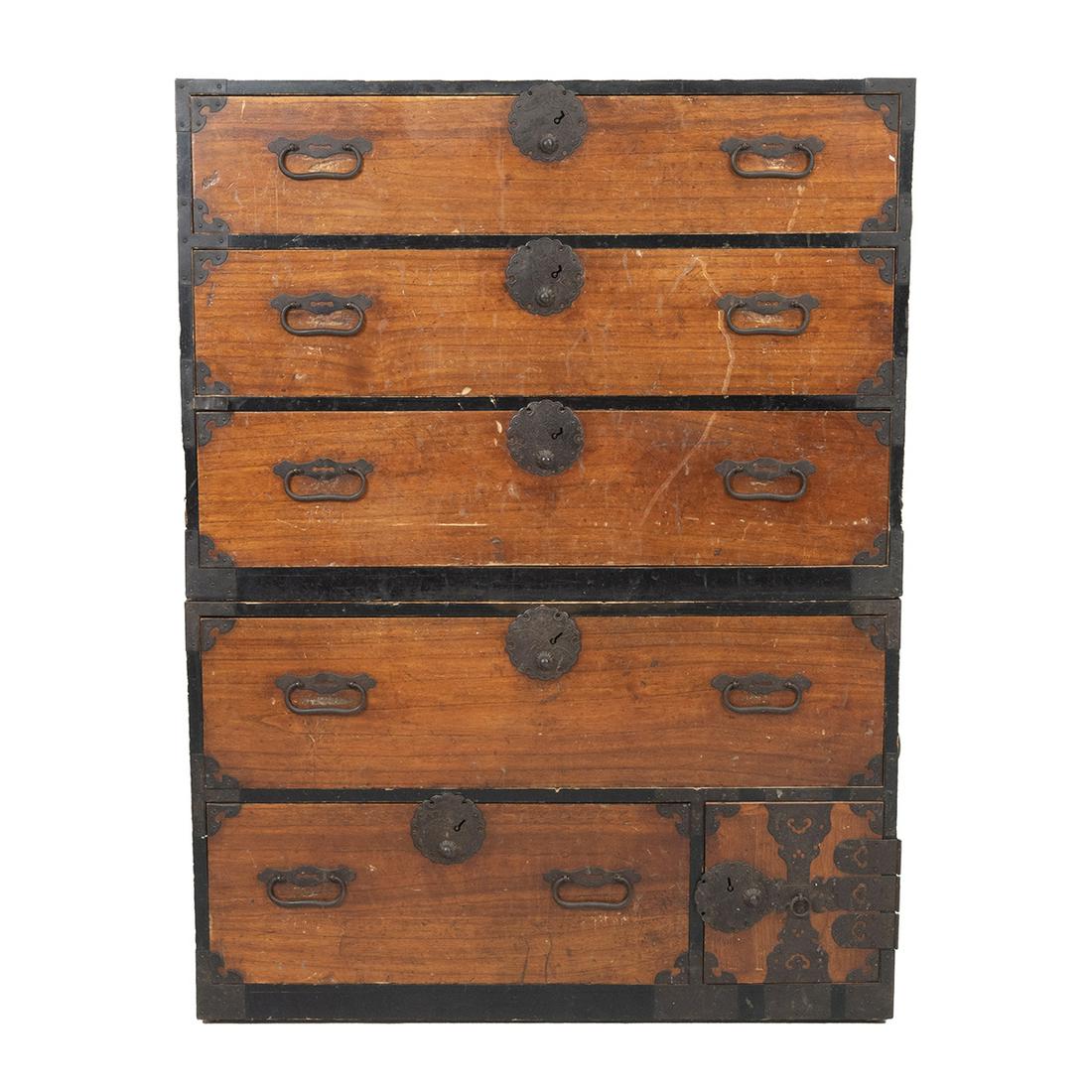 Japanese Two-Section Tansu Chest (1 of 2)