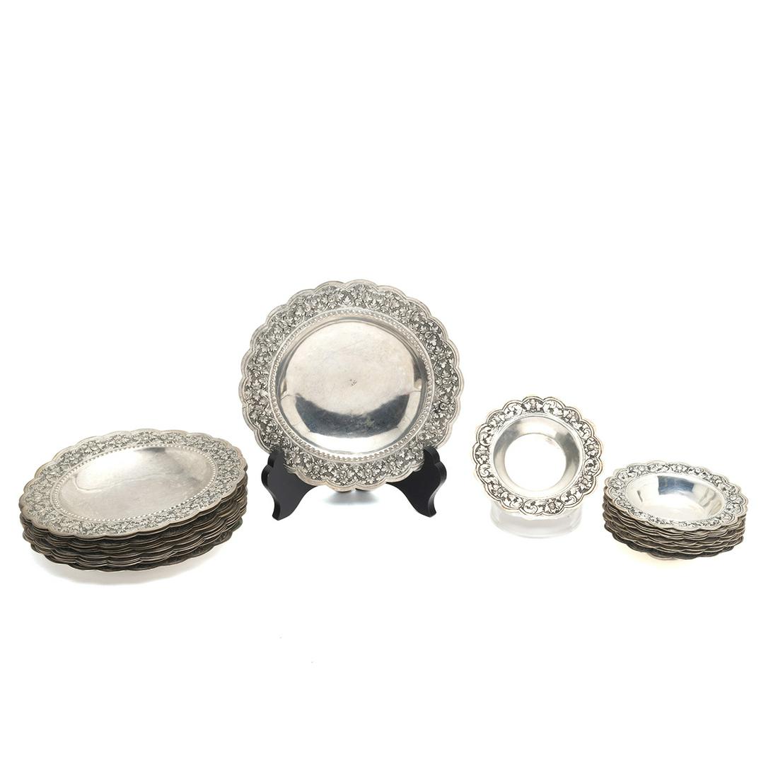Set of Cambodian .900 Silver Small Bowls and Dishes (1 of 3)