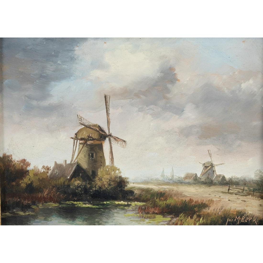 Jurrien Marinus Beek, Landscape with Windmills, oil (1 of 4)