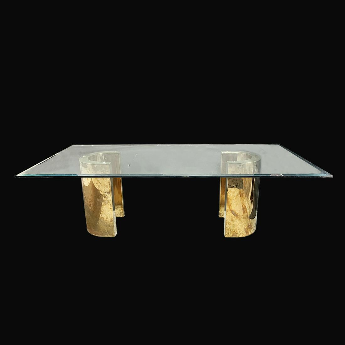 Leon Rosen Pace Attributed Glass and Brass Dining Table (1 of 2)