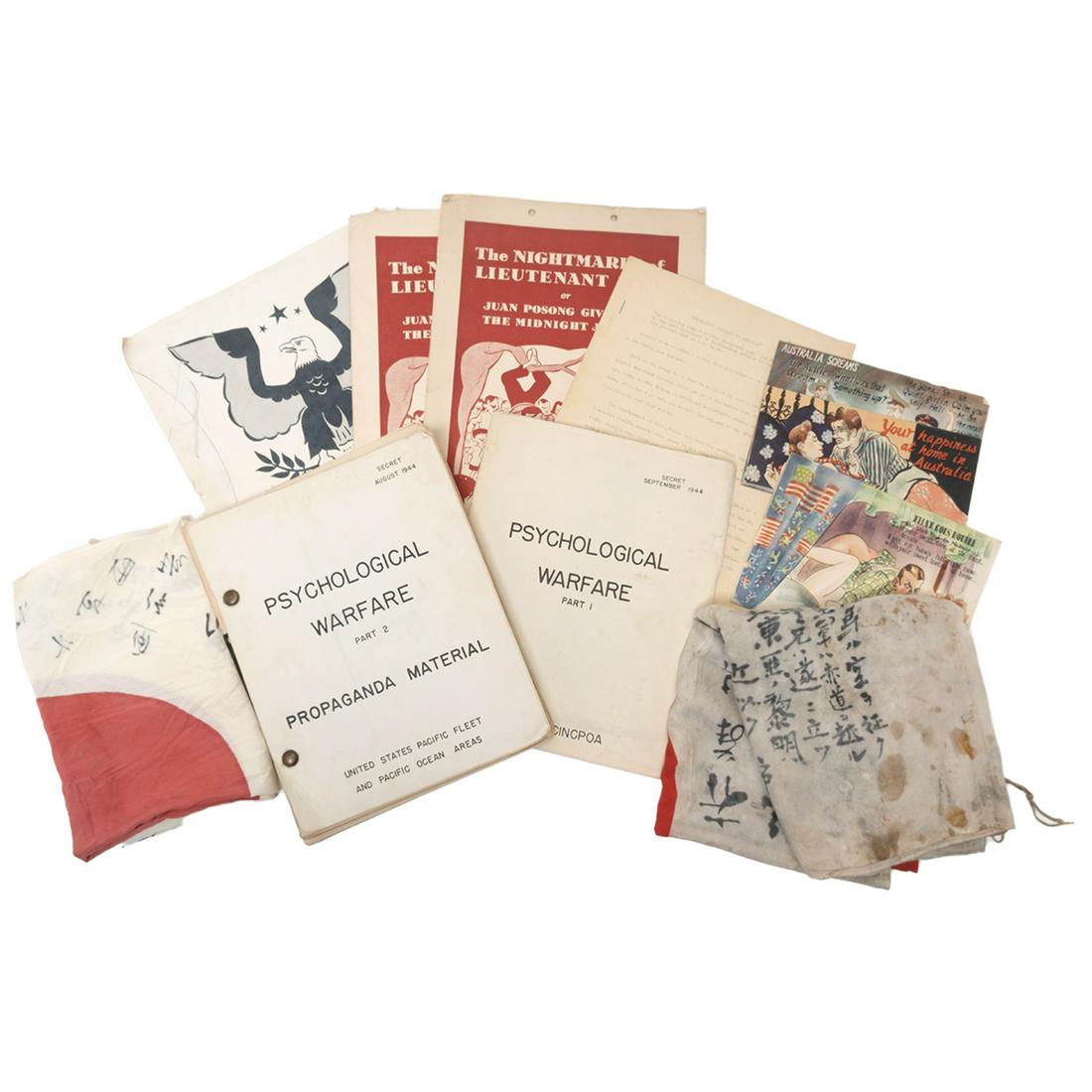 Collection of WWII Ephemera Including Good Luck Flags (1 of 1)