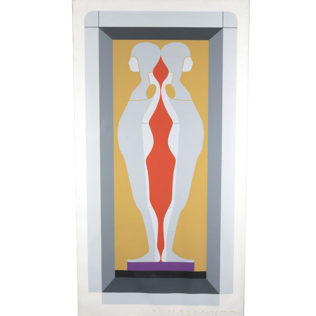 Ernest Trova, Four Foot Falling Man, screenprint: ERNEST TINO TROVA (American, 1927-2009), Four Foot Falling Man, 1973, color screenprint on becket paper, (approximate dimensions - image: 54 3/8 x 32 1/2 inches, sheet: 70 x 37 1/2 inches); signed, da