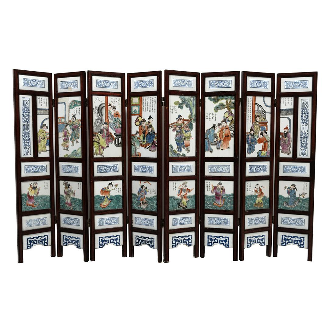 Chinese Eight-Panel Porcelain Plaque Screens (1 of 3)