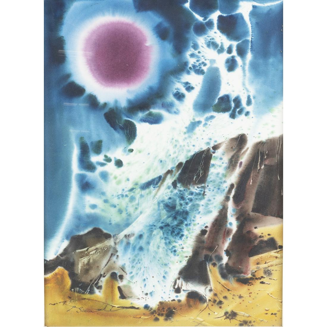Laurence Philip Sisson, Sea Water, watercolor, framed: LAURENCE PHILIP SISSON (American, 1928-2015), "Sea Water," watercolor, (approximate dimensions - sheet (sight): 29 x 21 inches); sgined lower left, titled and named on gallery label on frame verso. Co