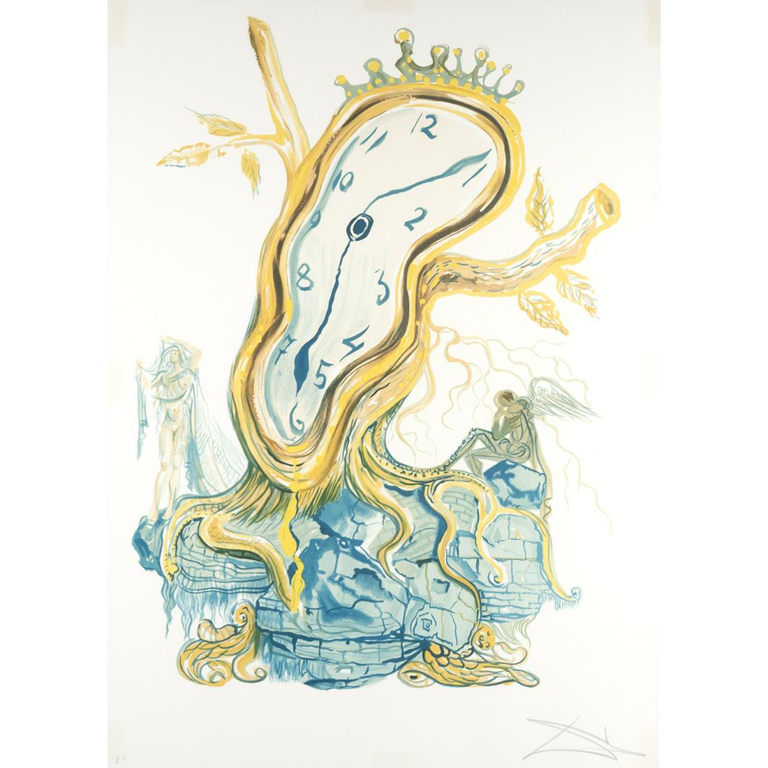 Salvador Dali, Stillness of Time, lithograph: SALVADOR DALI (Spanish, 1904-1989), "Stillness of Time," 1976, lithograph in colors on Arches paper, (approximate dimensions - sheet: 29 1/2 x 21 inches); E.A. lower left and signed in graphite lower 