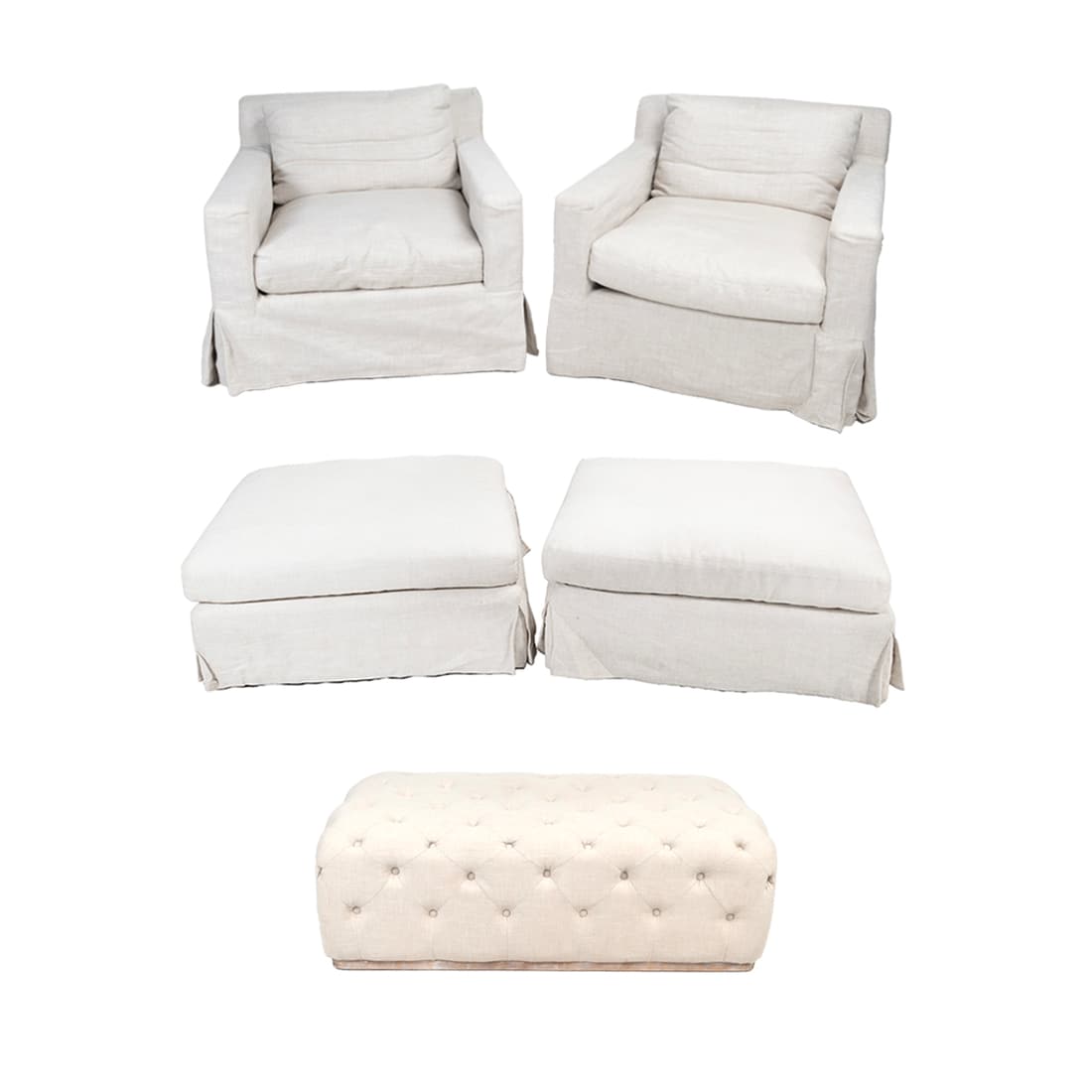 Restoration Hardware Linen Upholstered Seating Suite Auction