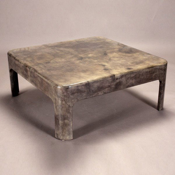 Karl Springer Goat Skin Lacquer Coffee Table: Karl Springer Goat Skin Lacquer Coffee Table. {Dimensions 17 1/2 x 42 x 41 1/2 inches}