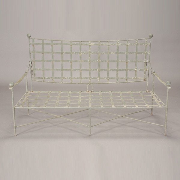 Salterini Outdoor Bench with Faux Bronze Finish: Salterini Outdoor Bench with Faux Bronze Finish. {Dimensions 59 x 39 x 12 inches} A similar bench pictured in Architectural Digest Magazine, Winter 1963 at the Palm Springs residence of Arthur Elrod, 