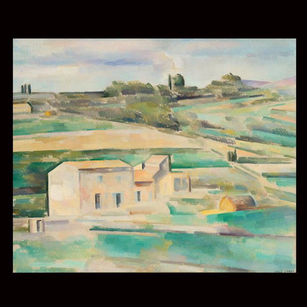 ERLE LORAN "House in Provence": ERLE LORAN (American 1905-1999) "House in Provence, France" Oil on canvas. 24 x 29 inches/ 61 x 73.7 centimeters. Signed lower right "Erle Loran" Verso: Titled & signed "House in Provence, By Erle Lor