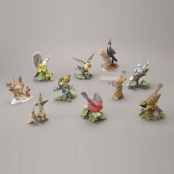 Ten Porcelain Bisque Birds: Lenox and other: Eight Lenox Porcelain Bisque Bird Figures; and two others (10) {Height of tallest 6 1/2 inches}