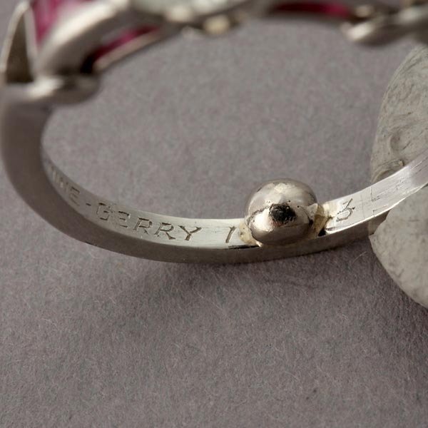 DIAMOND, RUBY, PLATINUM RING. - 4