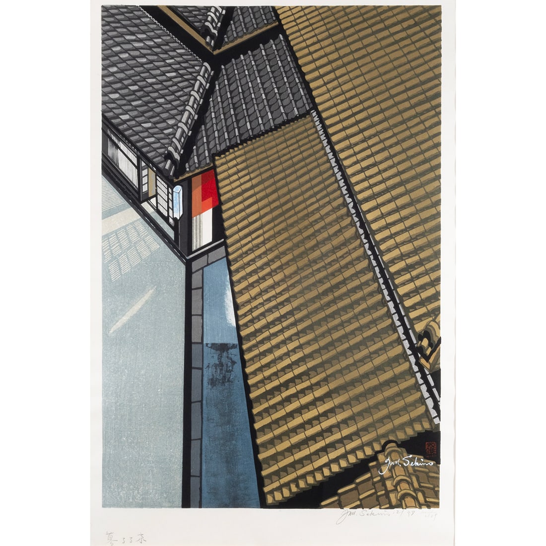 Junichiro Sekino, Twilight Kyoto, woodblock (1 of 4)