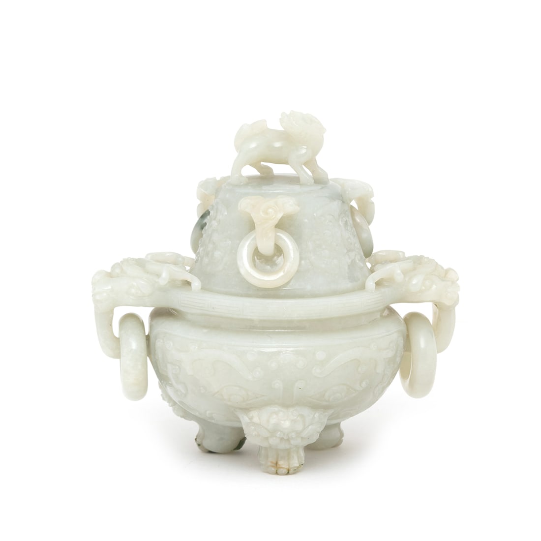 A Chinese Carved Celadon Jade Censer (1 of 3)