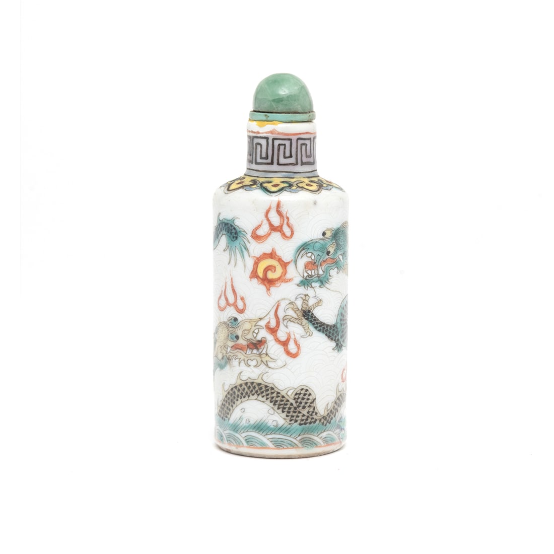 A Chinese Famille Rose Porcelain Dragon Snuff Bottle (1 of 3)