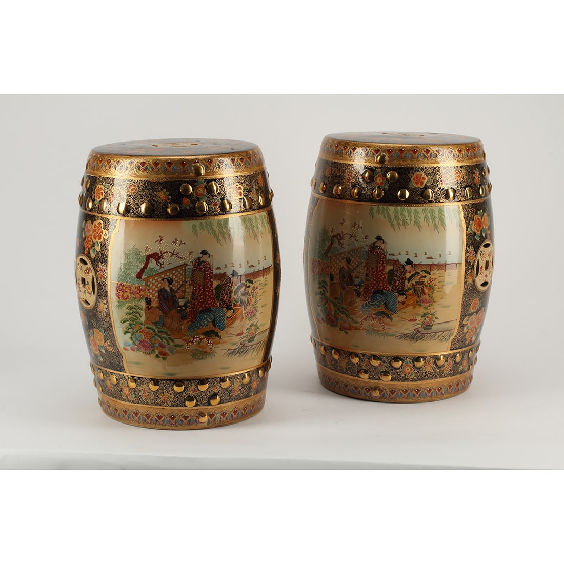 Pair of Chinese Polychrome Porcelain Garden Seats (1 of 6)