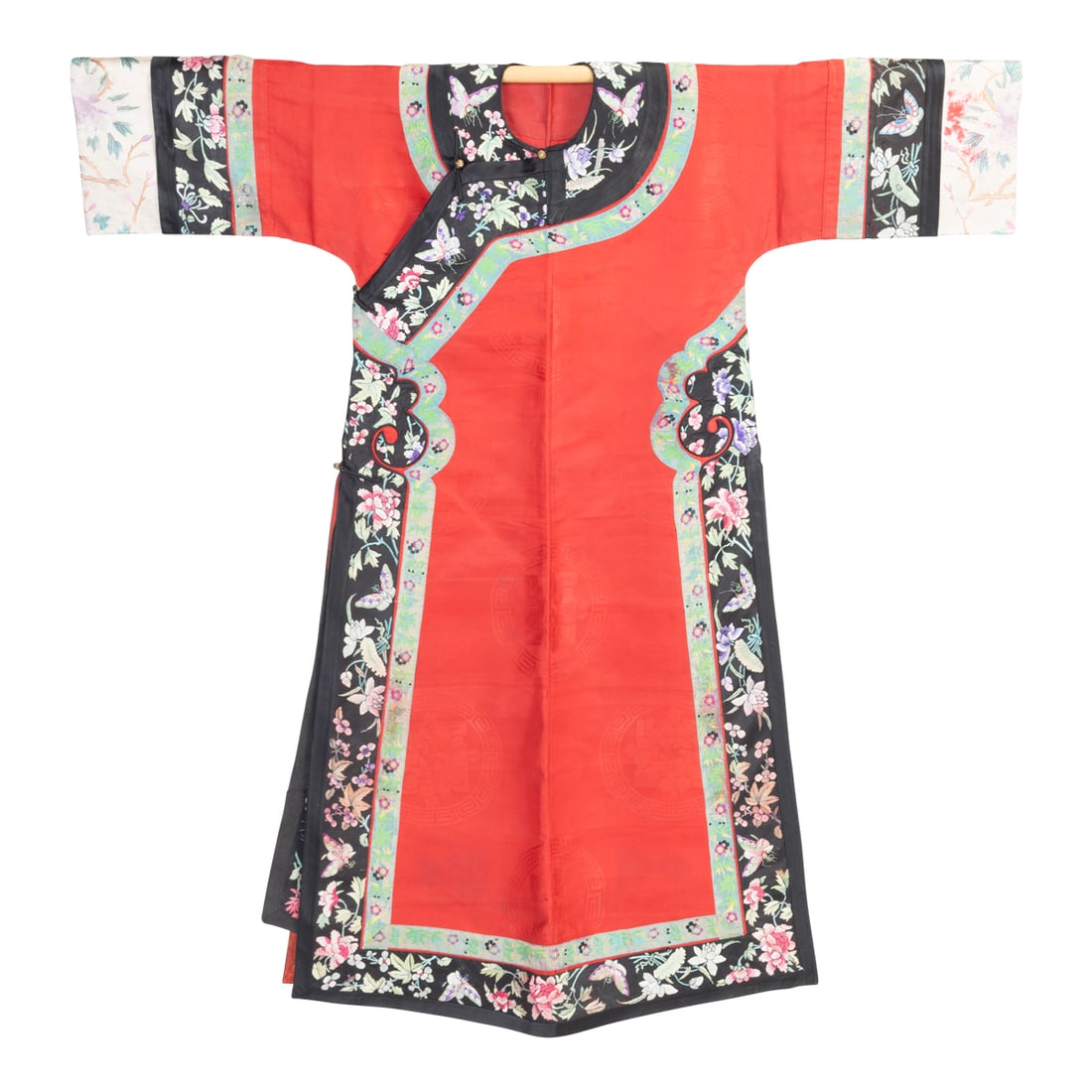 A Chinese Red Ground Embroidered Lady's Robe, Qipao (1 of 5)