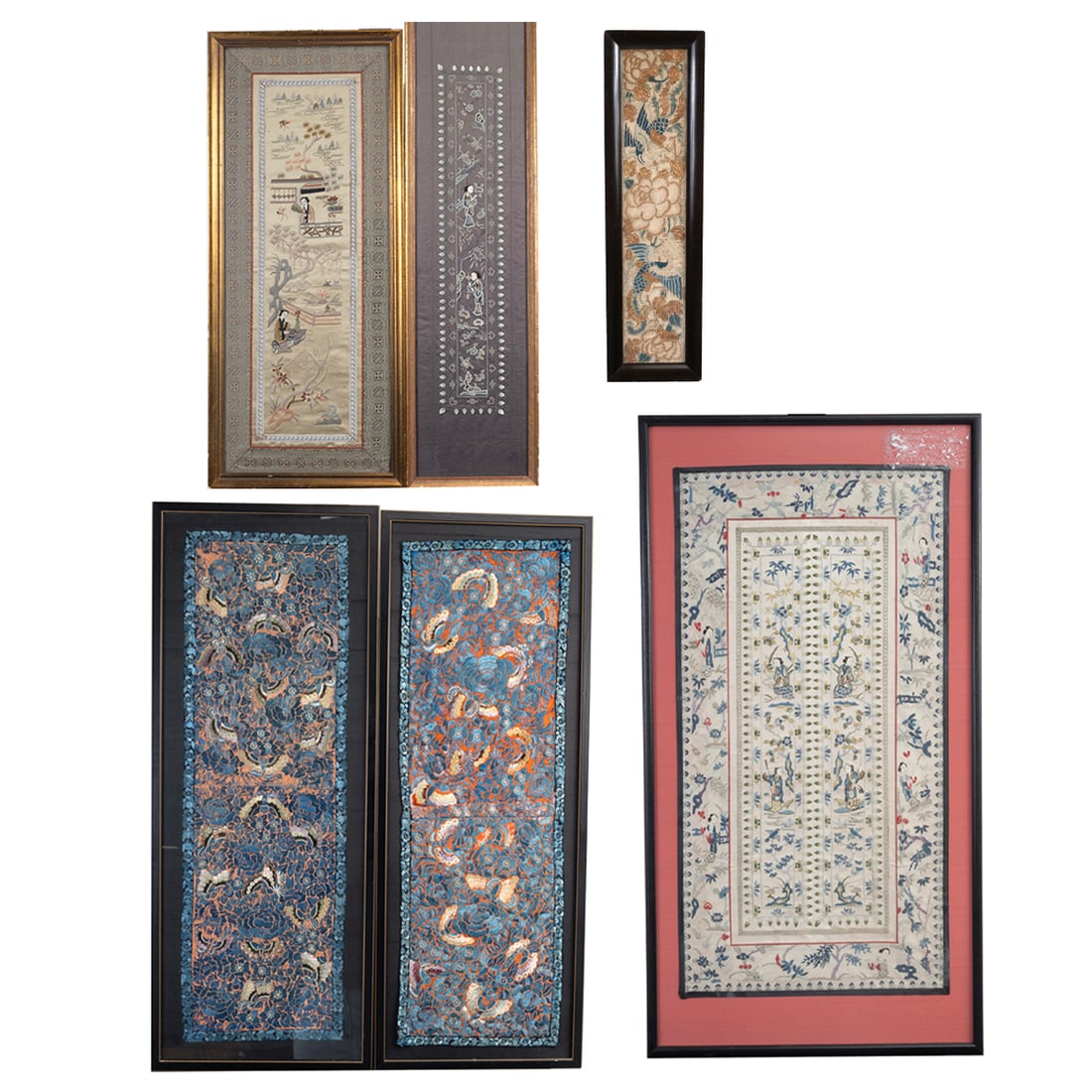 Large Group of Framed Chinese Embroidered Panels (1 of 5)