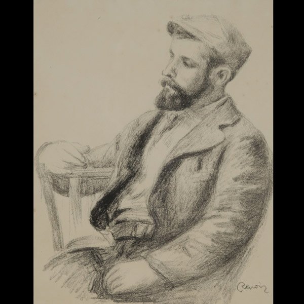PIERRE AUGUSTE RENOIR "Portrait of Louis Valtat": PIERRE AUGUSTE RENOIR (French 1841-1919) "Portrait of Louis Valtat" Lithograph on paper. Sight: 12 x 9.5 inches/ 30.5 x 24.2 centimeters. Signed lower right in plate "Renoir" Frame: 20 x 17 inches/ 50