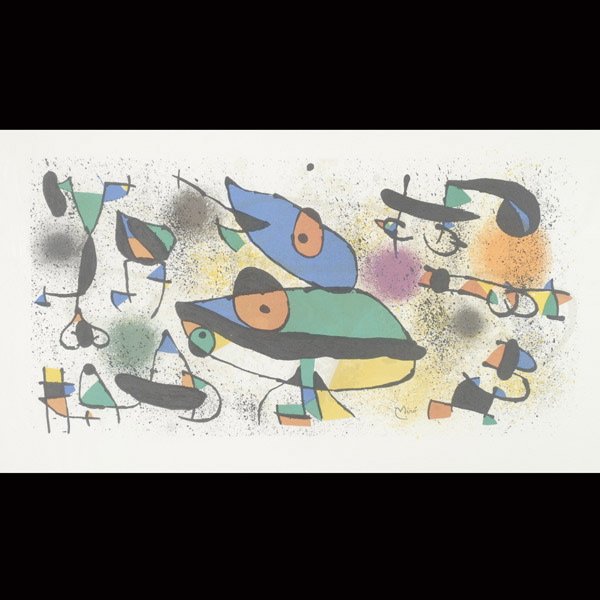 JOAN MIRO "Sculpture 1": JOAN MIRO (Spanish 1893-1983) "Sculpture 1" Lithograph on Arches paper. Sheet: 21.75 x 29.75 inches/ 55.3 x 75.5 centimeters. Signed lower right in plate "Miro" Frame: 34.5 x 42.5 inches/ 87.6 x 108 c