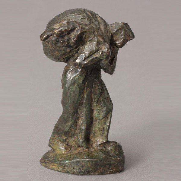 AIME JULES DALOU "After the Harvest": AIME JULES DALOU (French 1838-1902) "After the Harvest" Bronze. 4.10 x 2.25 x 2.25 inches/ 10.5 x 5.7 x 5.7 centimeters. Signed & foundry mark "Dalou, Susse Freres"